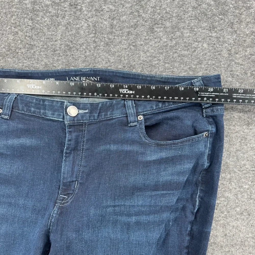 Lane Bryant Womens Plus Size 24 Dark Wash Capri Jeans Stretch Denim Whiskered